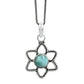 Throat Chakra Larimar Stone Bezel Flower Anniversary Pendant 925 Sterling Silver