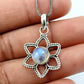 Crown Chakra Natural Rainbow Moonstone 925 Solid Silver Flower Birthday Pendant