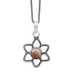 Heart Chakra Round Natural Rhodochrosite Solid Silver Flower Engagement Pendant