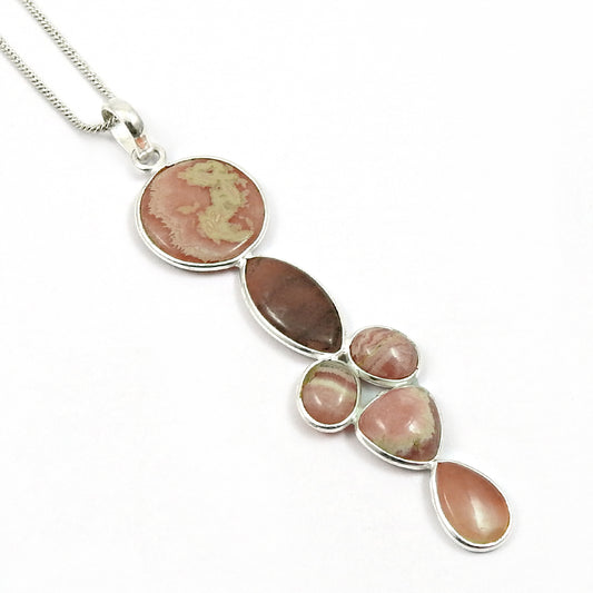 Birthday Gift 925 Silver Natural Rhodochrosite Gemstone Pendant Boho A29