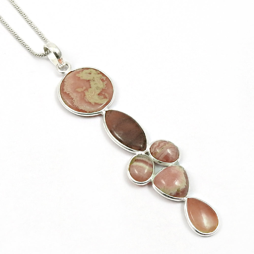 Birthday Gift 925 Silver Natural Rhodochrosite Gemstone Pendant Boho A29