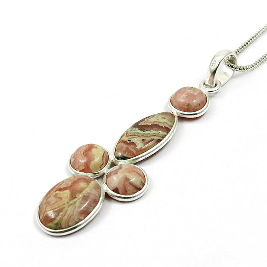 Birthday Gift Pendant Tribal 925 Silver Natural Rhodochrosite Gemstone C29