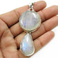 925 Solid Silver Natural Rainbow Moonstone Artisan Trendy Tribal Mother Pendant
