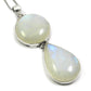 925 Sterling Silver Crown Chakra Natural Rainbow Moonstone Bezel Boho Pendant