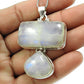 Natural Rainbow Moonstone Gemstone Pendant Bohemian 925 Silver For Women R70