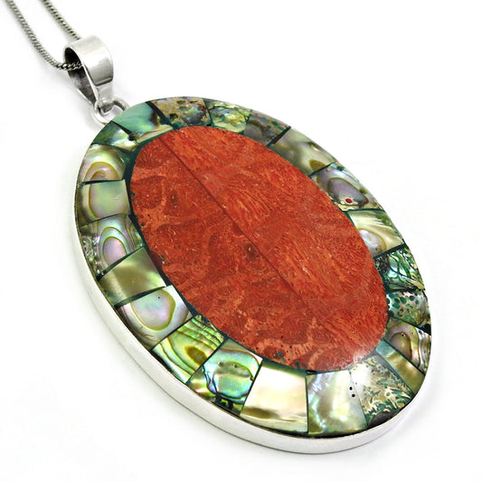 Shell Mother of Pearl Pendant 925 Sterling Silver Handmade Indian Jewelry