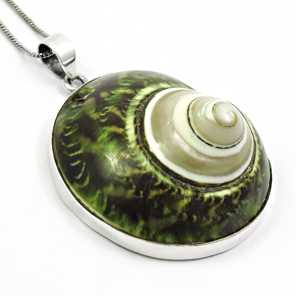 Shell Gemstone Pendant 925 Sterling Silver Vintage Jewelry