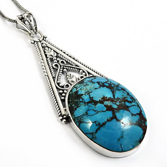 Birthday Gift Pendant 925 Sterling Silver Natural Turquoise Gemstone X9
