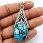 Birthday Gift Pendant 925 Sterling Silver Natural Turquoise Gemstone X9