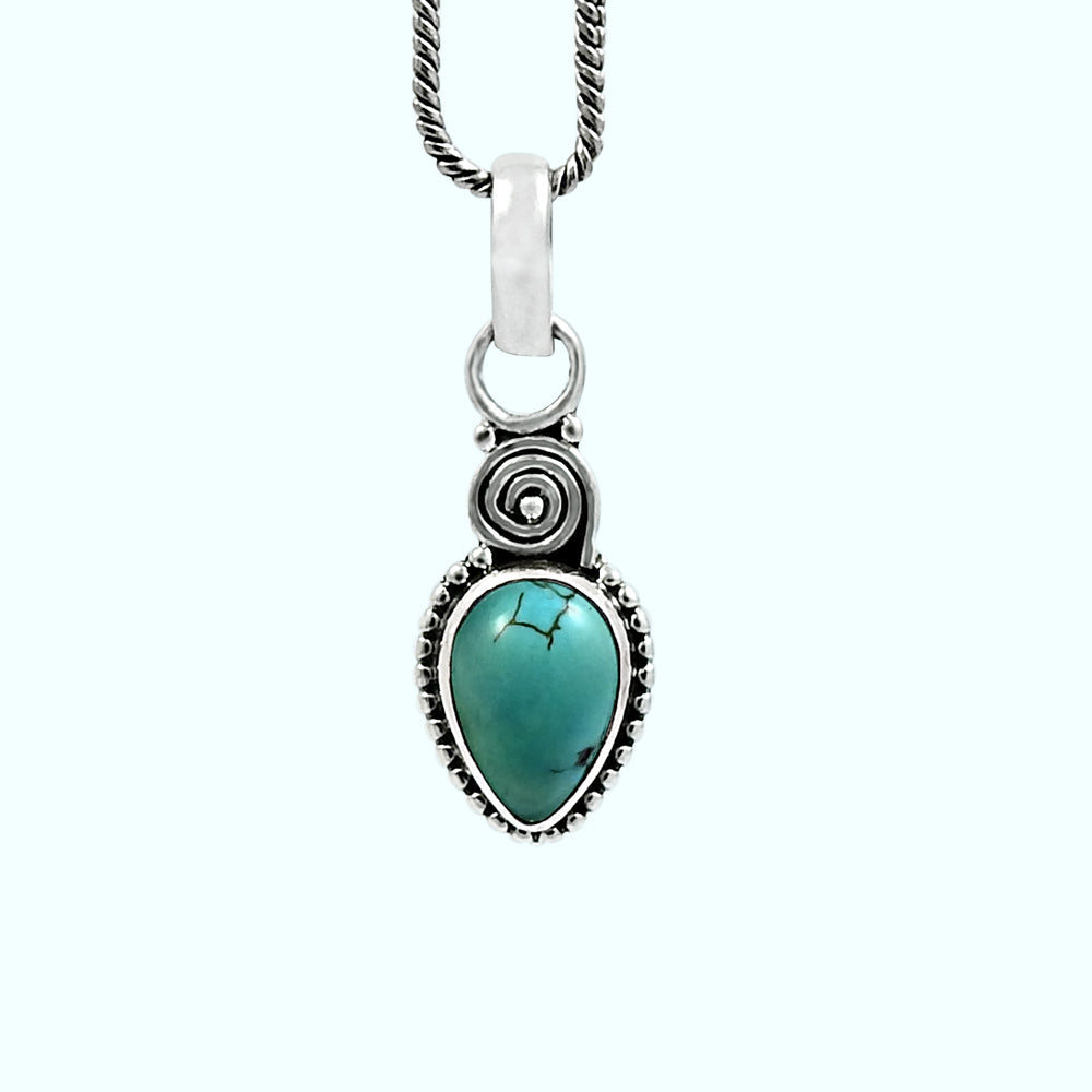 Gift For Her 925 Sterling Silver Jewelry Turquoise Gemstone Ethnic Pendant R13