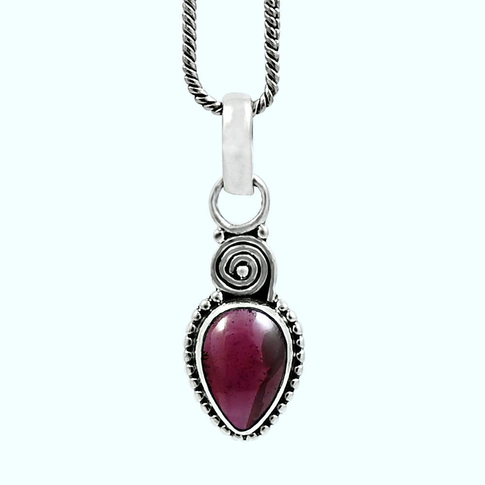Garnet Gemstone Mother Vintage Trendy January Birth New Pendant 925 Solid Silver