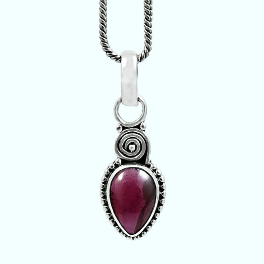 Garnet Gemstone Mother Vintage Trendy January Birth New Pendant 925 Solid Silver
