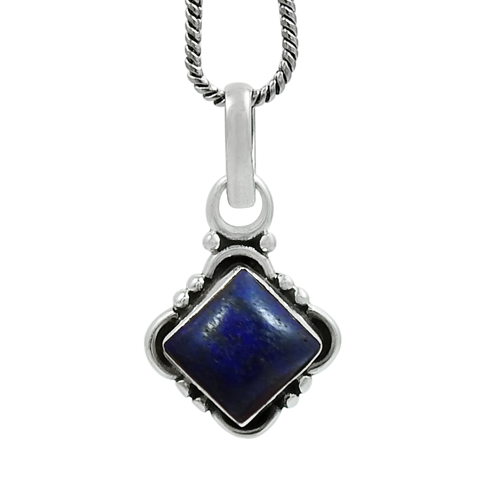 Natural Lapis Lazuli Gemstone Pendant Tribal Blue 925 Sterling Silver G87