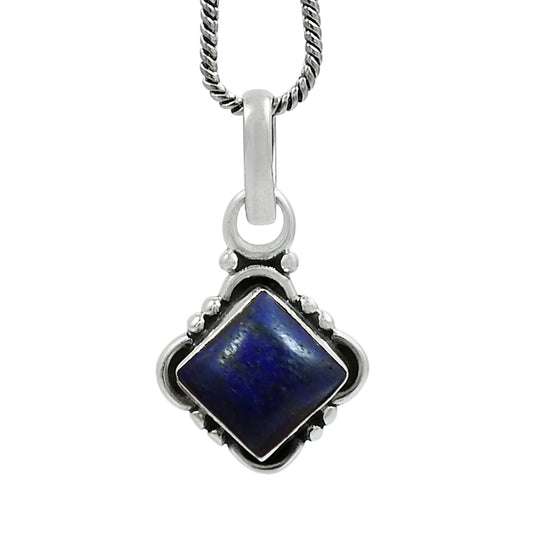 Natural Lapis Lazuli Gemstone Pendant Tribal Blue 925 Sterling Silver G87