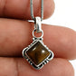 Natural Tiger Eye Gemstone Pendant Tribal 925 Sterling Silver For Girls C30