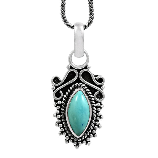 Natural Turquoise Gemstone 925 Sterling Silver Pendant Boho For Girls E30