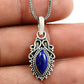 Natural Lapis Lazuli Gemstone Pendant Ethnic 925 Sterling Silver Jewelry Z87