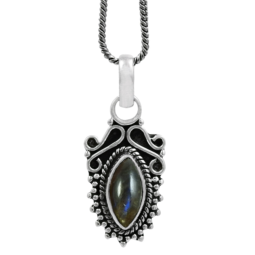 Gift For Her Labradorite Gemstone Pendant 925 Sterling Silver Boho Jewelry A2
