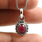 Birthday Gift 925 Sterling Silver Natural Garnet Gemstone Pendant Vintage N88