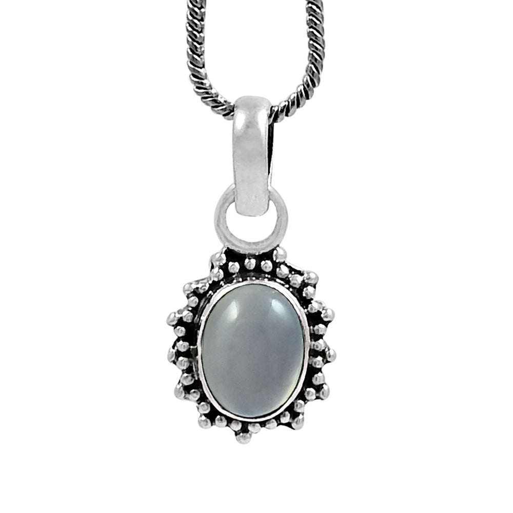 Birthday Gift 925 Sterling Silver Natural Chalcedony Gemstone Pendant Boho Z9