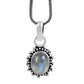 Birthday Gift 925 Silver Natural Rainbow Moonstone Pendant Bohemian H88