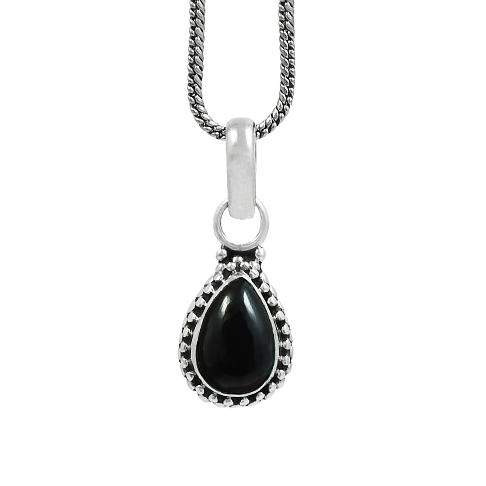 Birthday Gift 925 Sterling Silver Natural Black Onyx Gemstone Causal Pendant B10