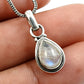 Natural Rainbow Moonstone Gemstone Pendant Bohemian 925 Silver For Women V89