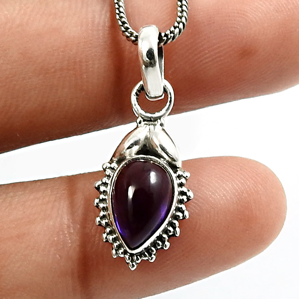 Sisters Day Deal 925 Sterling Silver February Natural Amethyst Vintage Pendant