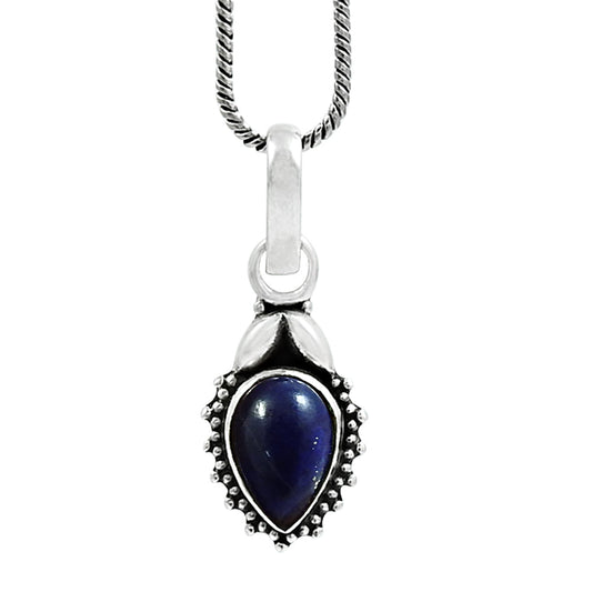 Birthday Gift Lapis Lazuli Gemstone Charm Pendant 925 Sterling Silver Sk1