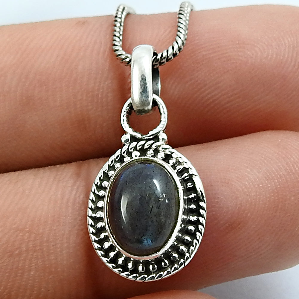 Gift For Her Jewelry 925 Sterling Silver Natural Labradorite Gemstone Pendant