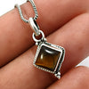 Cushion Natural Tiger Eye 925 Solid Silver Mother Boho Sacral Chakra Pendant