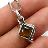 Cushion Natural Tiger Eye 925 Solid Silver Mother Boho Sacral Chakra Pendant