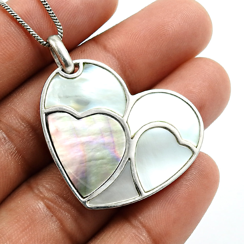 Shell Mother Of Pearl Pendant 925 Sterling Silver Traditional Jewelry