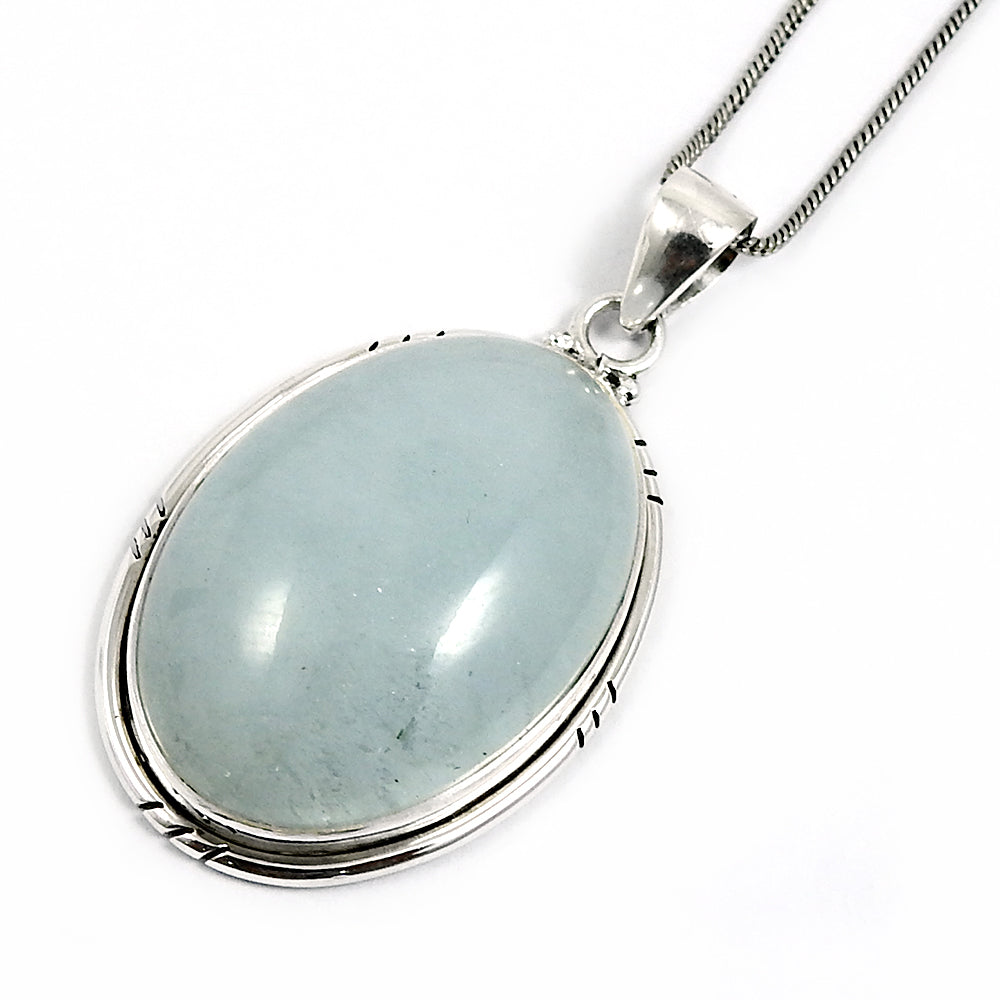 Birthday Gift Pendant Boho 925 Sterling Silver Natural Aquamarine Gemstone B31