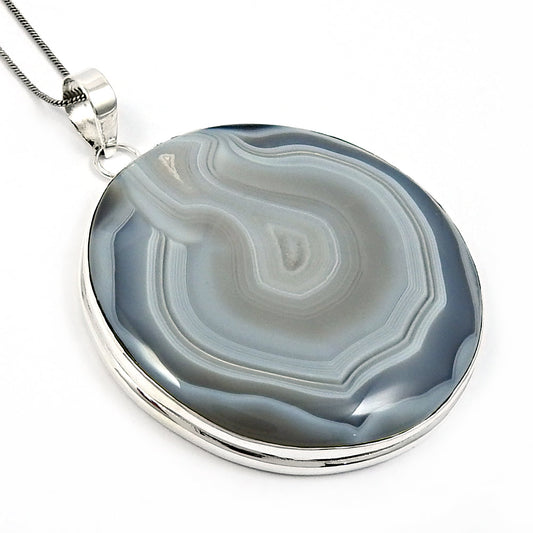 Birthday Gift Pendant Ethnic 925 Silver Natural Striped Onyx Gemstone D31