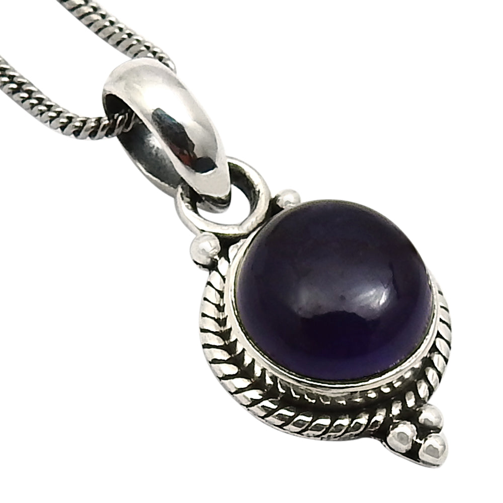 Gift For Her Amethyst Gemstone Boho Pendant 925 Sterling Silver Hippie Jewelry