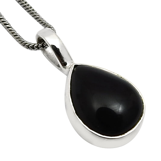 Gift For Her Natural Black Onyx Stone 925 Sterling Silver Pendant Chunky X57