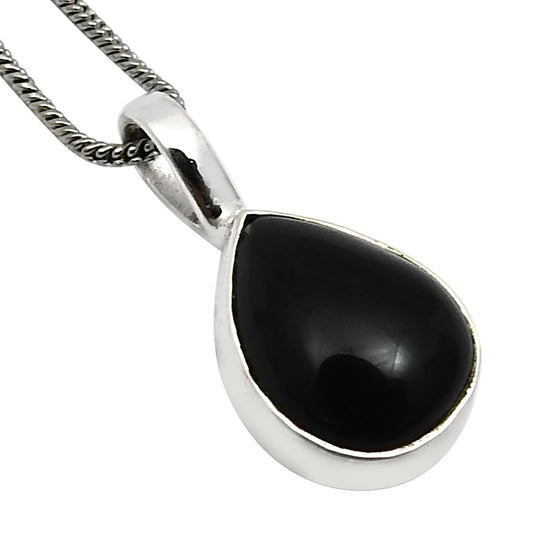 Gift For Her Natural Black Onyx Stone 925 Sterling Silver Pendant Chunky X57
