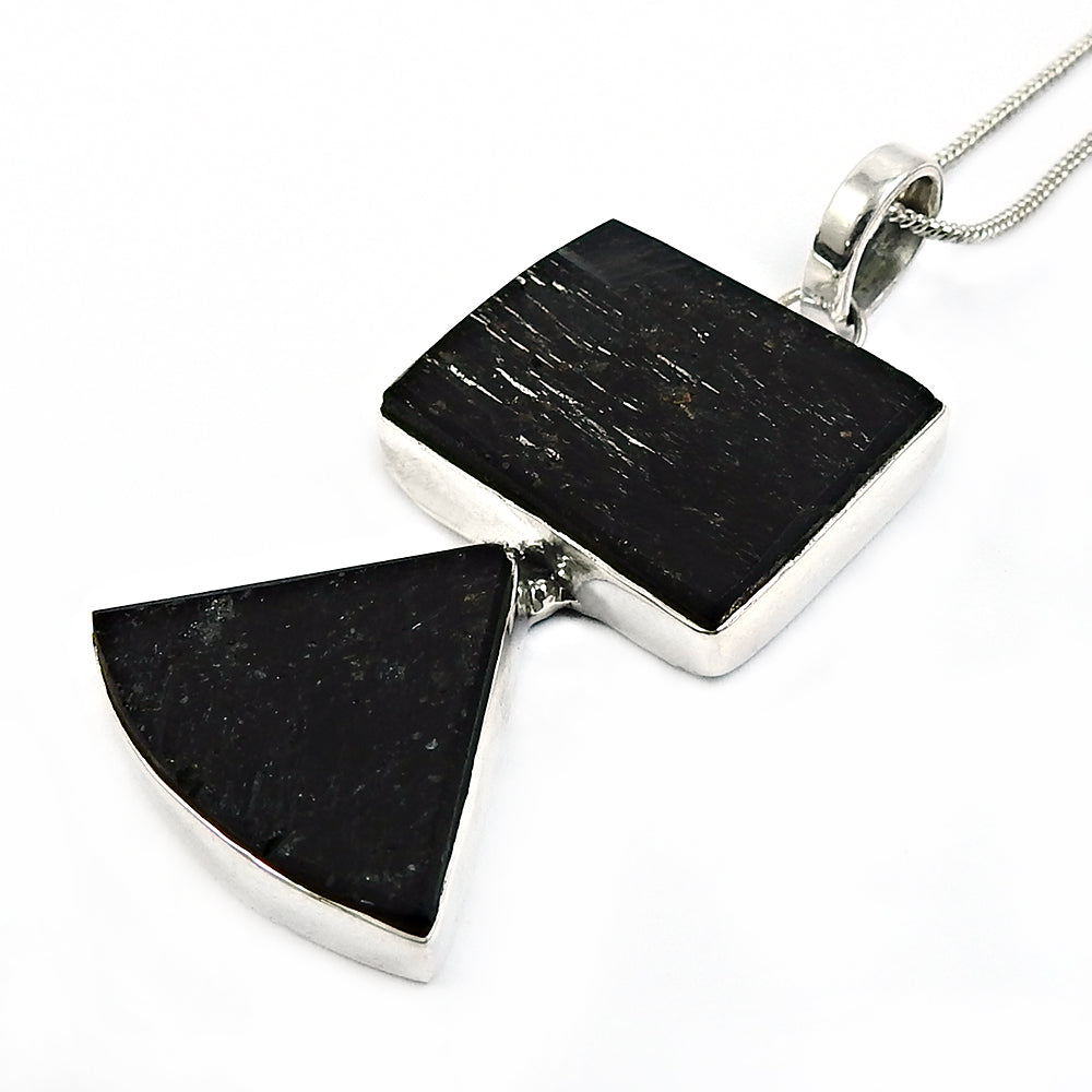 Birthday Gift Pendant Healing Power 925 Silver Natural Black Tourmaline A40