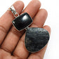 Healing Power Rough Stone Natural Black Tourmaline Solid 925 Silver Pendant Gift