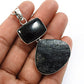 Healing Power Rough Stone Natural Black Tourmaline Solid 925 Silver Pendant Gift