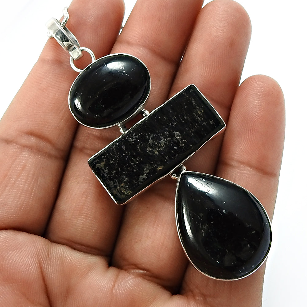 Daughters Day Deal Natural Black Tourmaline 925 Solid Silver Healing New Pendant
