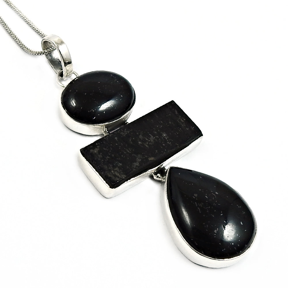 Daughters Day Deal Natural Black Tourmaline 925 Solid Silver Healing New Pendant