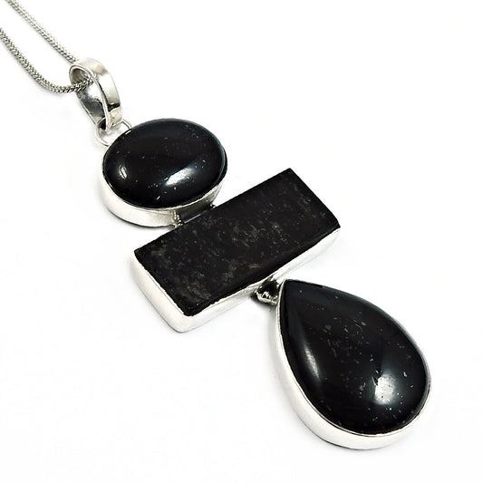 Daughters Day Deal Natural Black Tourmaline 925 Solid Silver Healing New Pendant