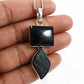 Black Tourmaline Gemstone Sterling Silver Healing Sister Bezel Pendant Jewelry