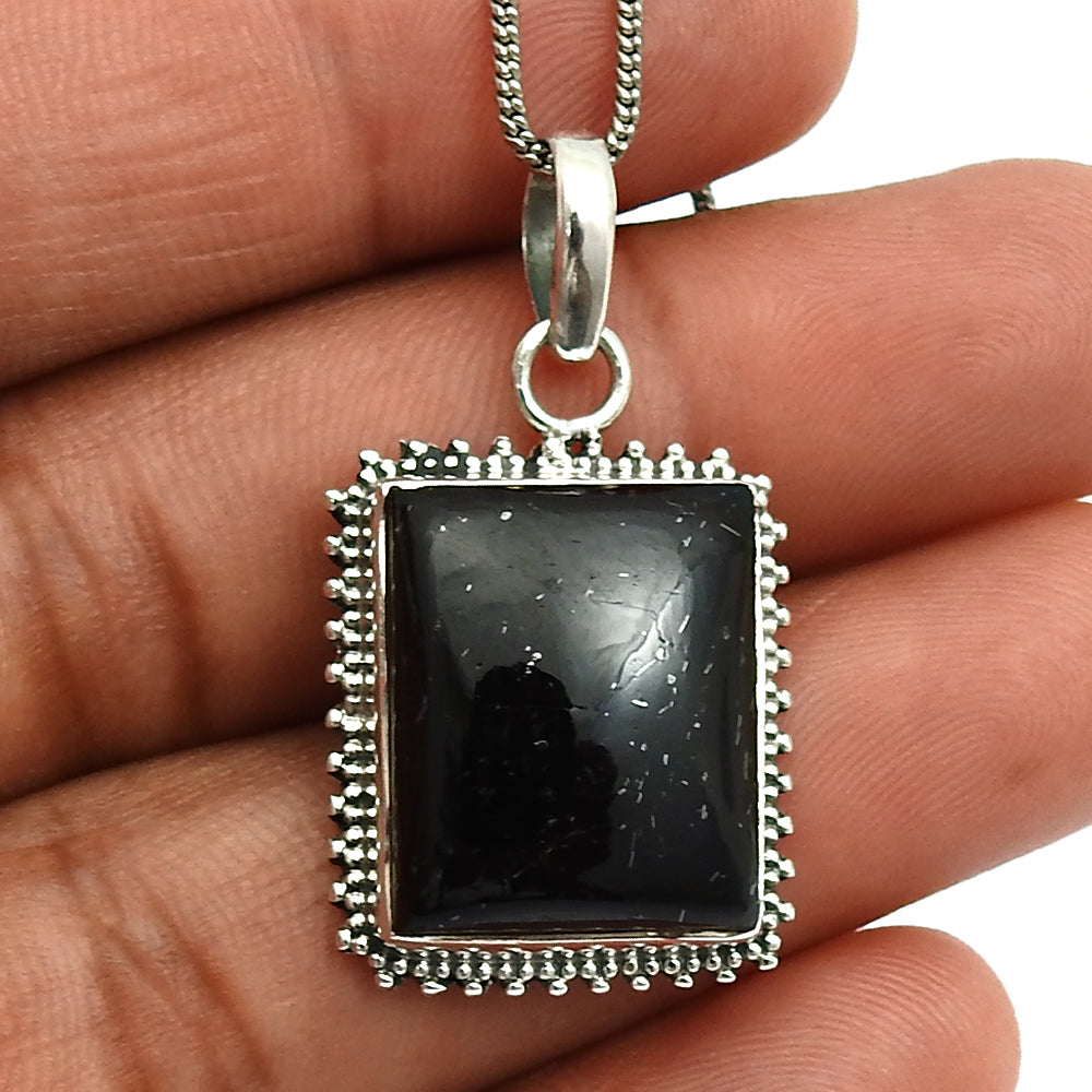Cushion October Tourmaline Gemstone 925 Solid Silver Bezel Wife Art Deco Pendant
