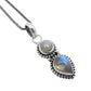 Birthday Gift Pendant Vintage 925 Silver Natural Rainbow Moonstone F11