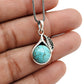 Gift For Her Natural Turquoise Gemstone Leaf Pendant Solid 925 Silver Jewelry