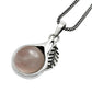 Round Rose Quartz Gemstone Bezel Leaf Anniversary Pendant Solid Sterling Silver
