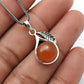Carnelian Gemstone Solid Silver Bezel Leaf Birthday Sacral Chakra Wife Pendant
